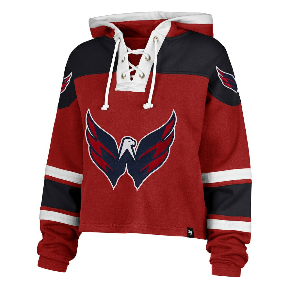 Washington Capitals '47 Women's Cropped Lacer Hoodie - Red - NHL