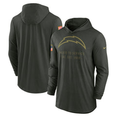 Los Angeles Chargers 2025 Salute to Service Sideline Dri-FIT Lightweight Hooded Pullover Forest Green | Nike for Sale