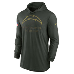 Los Angeles Chargers 2025 Salute to Service Sideline Dri-FIT Lightweight Hooded Pullover Forest Green | Nike for Sale