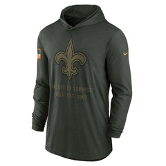 New Orleans Saints 2025 Salute to Service Sideline Dri-FIT Lightweight Hooded Pullover Forest Green | Nike for Sale