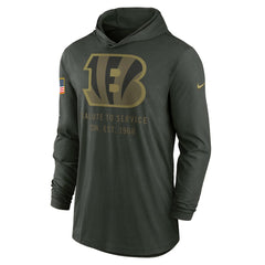 Cincinnati Bengals 2025 Salute to Service Sideline Dri-FIT Lightweight Hooded Pullover Forest Green | Nike for Sale