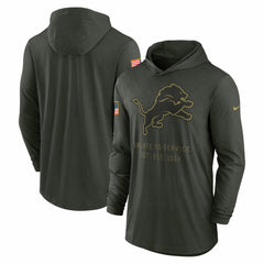 Detroit Lions 2025 Salute to Service Sideline Dri-FIT Lightweight Hooded Pullover Forest Green | Nike for Sale