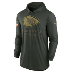 Kansas City Chiefs 2025 Salute to Service Sideline Dri-FIT Lightweight Hooded Pullover Forest Green | Nike for Sale