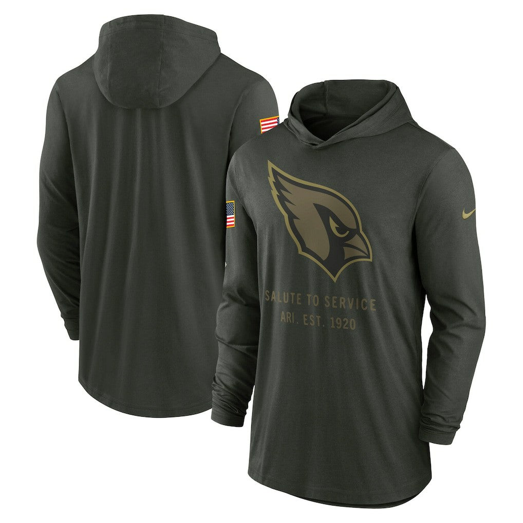Arizona Cardinals 2025 Salute to Service Sideline Dri-FIT Lightweight Hooded Pullover Forest Green | Nike for Sale