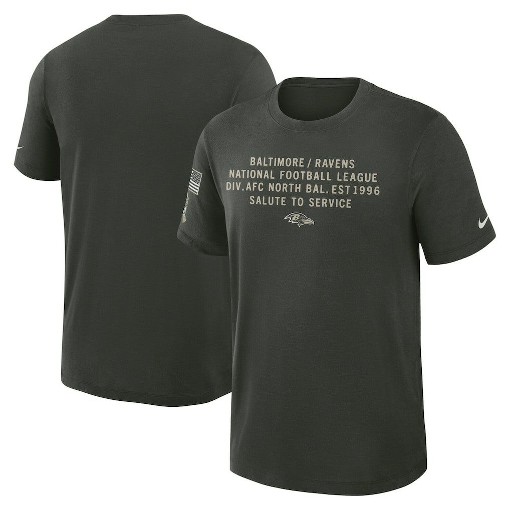 Baltimore Ravens 2025 Salute to Service Sideline Slub Dri-FIT T-Shirt Dark Green | Nike for Sale