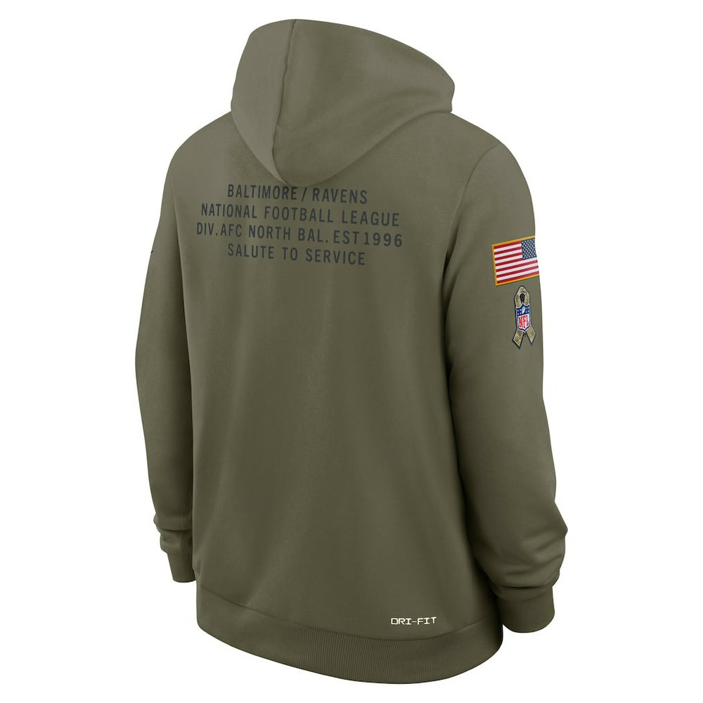 Baltimore Ravens 2025 Salute to Service Sideline Standard Issue Dri-FIT Hoodie Olive | Nike for Sale