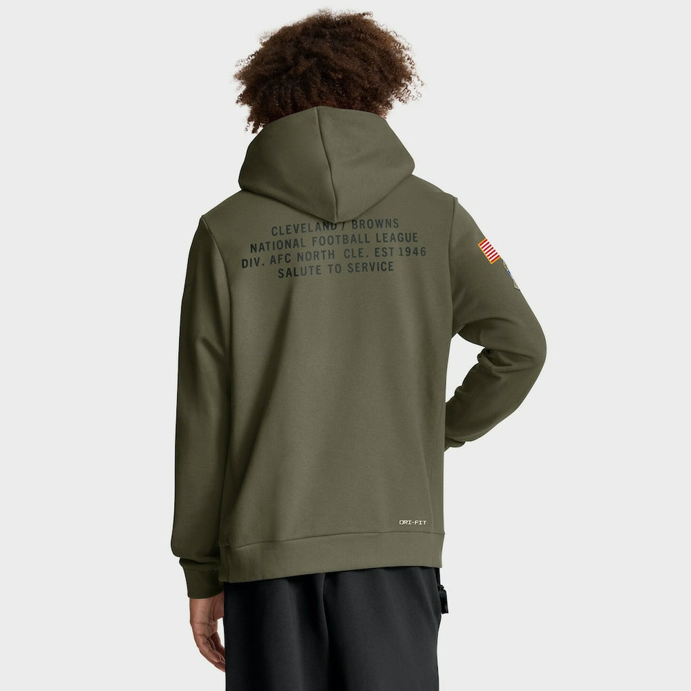Cleveland Browns 2025 Salute to Service Sideline Standard Issue Dri-FIT Hoodie Olive | Nike for Sale