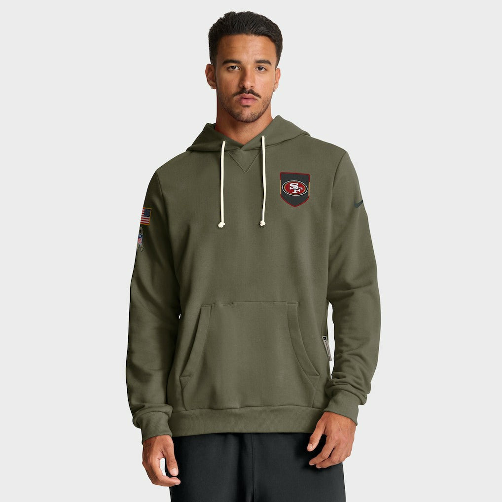 San Francisco 49ers 2025 Salute to Service Sideline Standard Issue Dri-FIT Hoodie Olive | Nike for Sale