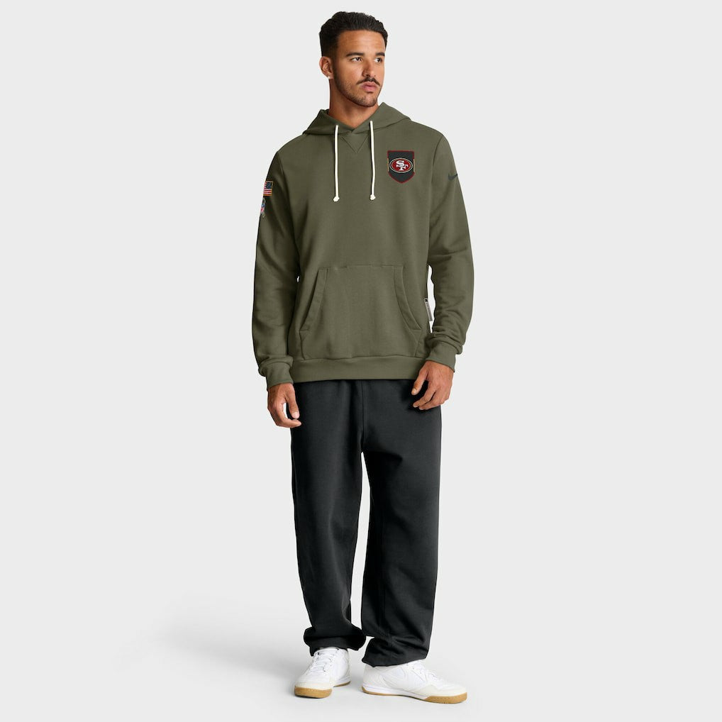 San Francisco 49ers 2025 Salute to Service Sideline Standard Issue Dri-FIT Hoodie Olive | Nike for Sale