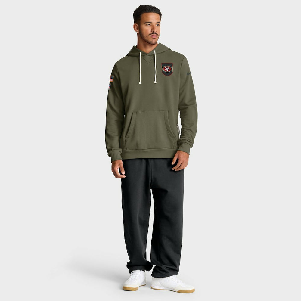 San Francisco 49ers 2025 Salute to Service Sideline Standard Issue Dri-FIT Hoodie Olive | Nike for Sale