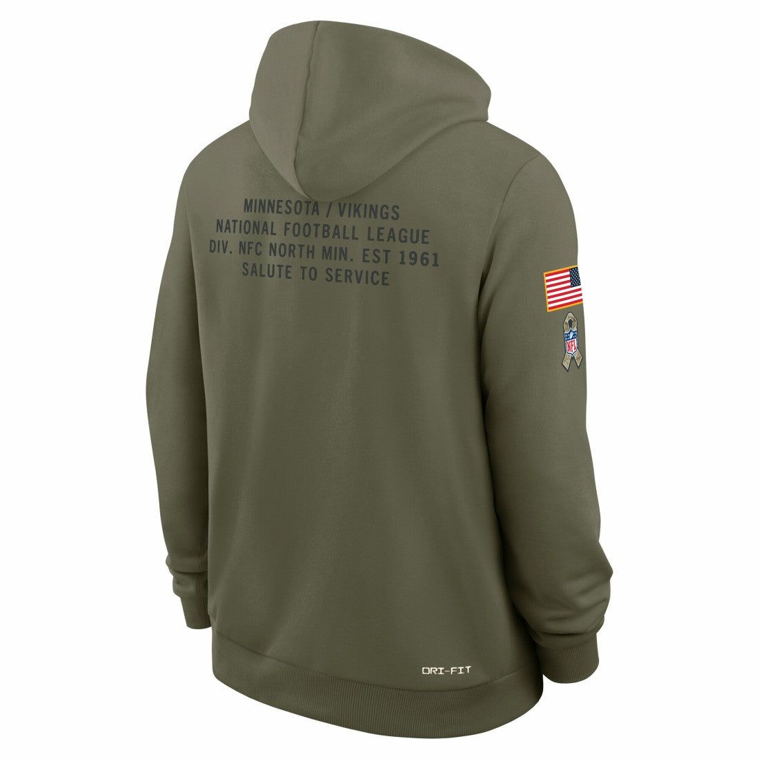 Minnesota Vikings 2025 Salute to Service Sideline Standard Issue Dri-FIT Hoodie Olive | Nike for Sale