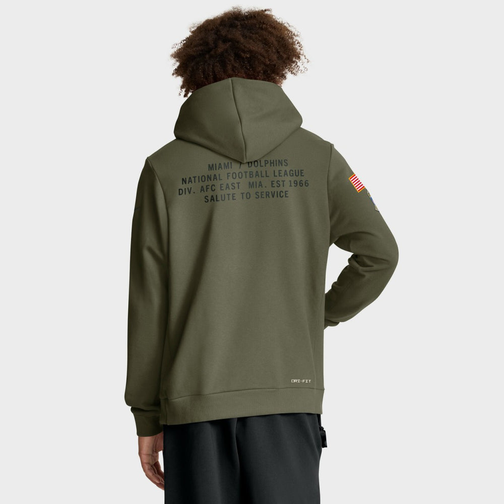 Miami Dolphins 2025 Salute to Service Sideline Standard Issue Dri-FIT Hoodie Olive | Nike for Sale