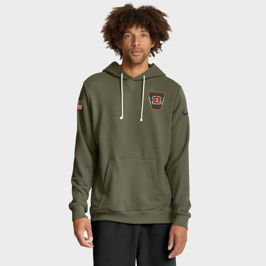 Cincinnati Bengals 2025 Salute to Service Sideline Standard Issue Dri-FIT Hoodie Olive | Nike for Sale
