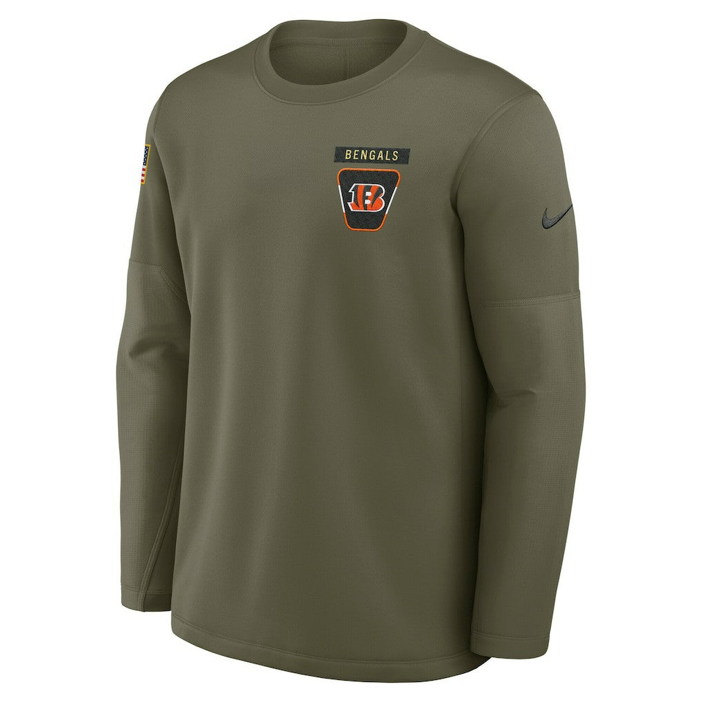 Cincinnati Bengals 2025 Salute to Service Sideline Coaches Therma-FIT Long Sleeve Shirt Olive | Nike for Sale