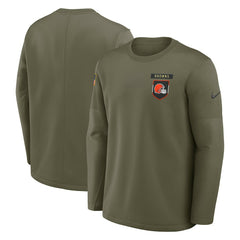 Cleveland Browns 2025 Salute to Service Sideline Coaches Therma-FIT Long Sleeve Shirt Olive | Nike for Sale