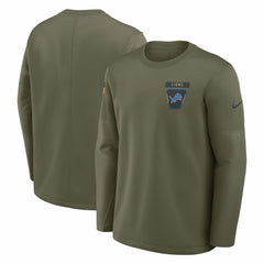 Detroit Lions 2025 Salute to Service Sideline Coaches Therma-FIT Long Sleeve Shirt Olive | Nike for Sale