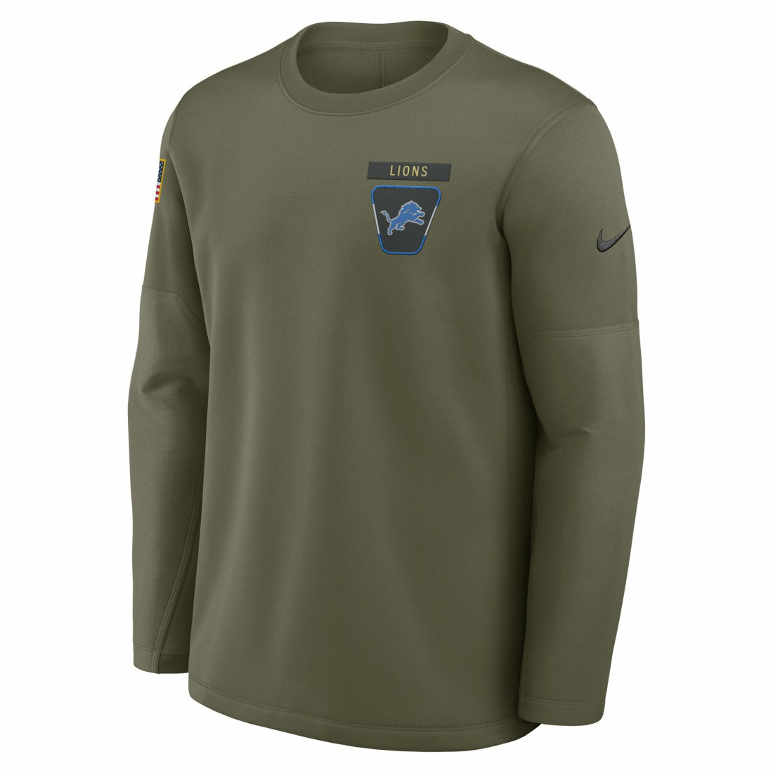 Detroit Lions 2025 Salute to Service Sideline Coaches Therma-FIT Long Sleeve Shirt Olive | Nike for Sale