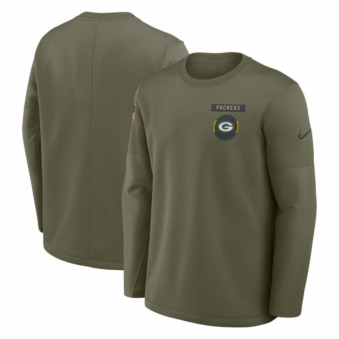 Green Bay Packers 2025 Salute to Service Sideline Coaches Therma-FIT Long Sleeve Shirt Olive | Nike for Sale