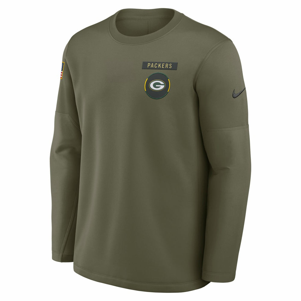Green Bay Packers 2025 Salute to Service Sideline Coaches Therma-FIT Long Sleeve Shirt Olive | Nike for Sale