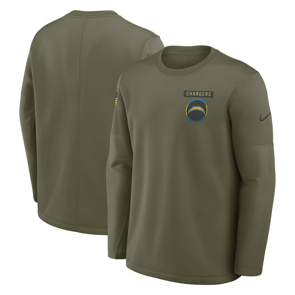 Los Angeles Chargers 2025 Salute to Service Sideline Coaches Therma-FIT Long Sleeve Shirt Olive | Nike for Sale