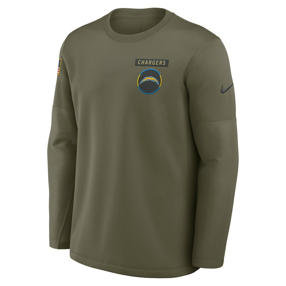 Los Angeles Chargers 2025 Salute to Service Sideline Coaches Therma-FIT Long Sleeve Shirt Olive | Nike for Sale