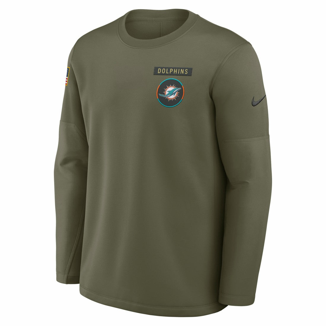 Miami Dolphins 2025 Salute to Service Sideline Coaches Therma-FIT Long Sleeve Shirt Olive | Nike for Sale