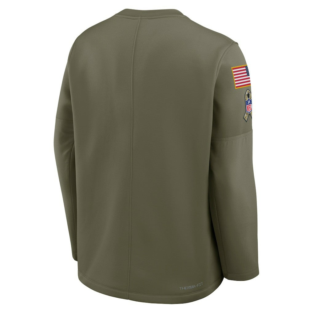 Minnesota Vikings 2025 Salute to Service Sideline Coaches Therma-FIT Long Sleeve Shirt Olive | Nike for Sale