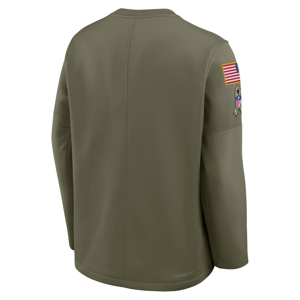Minnesota Vikings 2025 Salute to Service Sideline Coaches Therma-FIT Long Sleeve Shirt Olive | Nike for Sale