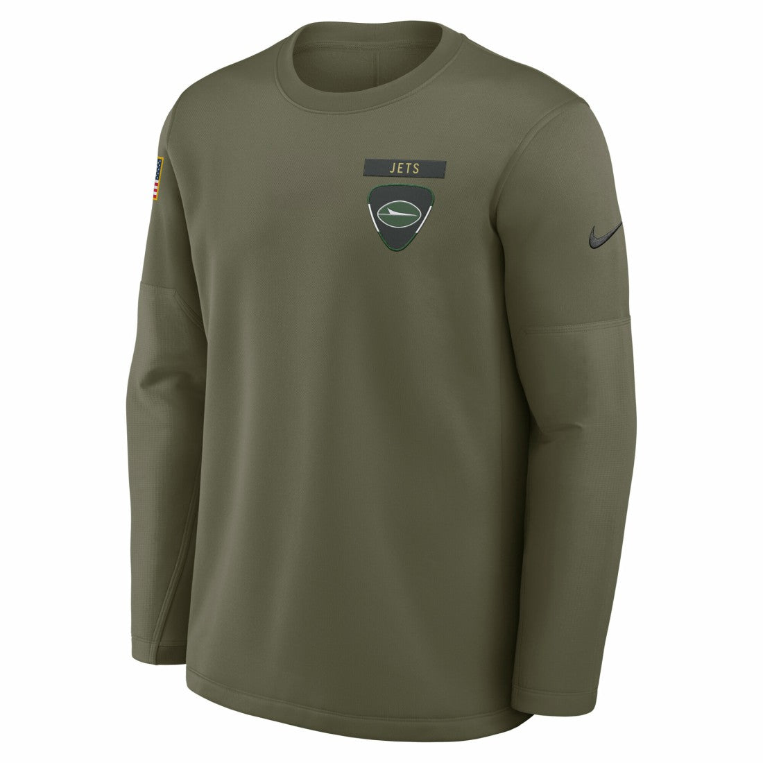 New York Jets 2025 Salute to Service Sideline Coaches Therma-FIT Long Sleeve Shirt Olive | Nike for Sale