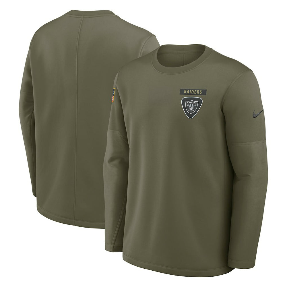 Las Vegas Raiders 2025 Salute to Service Sideline Coaches Therma-FIT Long Sleeve Shirt Olive | Nike for Sale