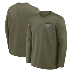 Las Vegas Raiders 2025 Salute to Service Sideline Coaches Therma-FIT Long Sleeve Shirt Olive | Nike for Sale
