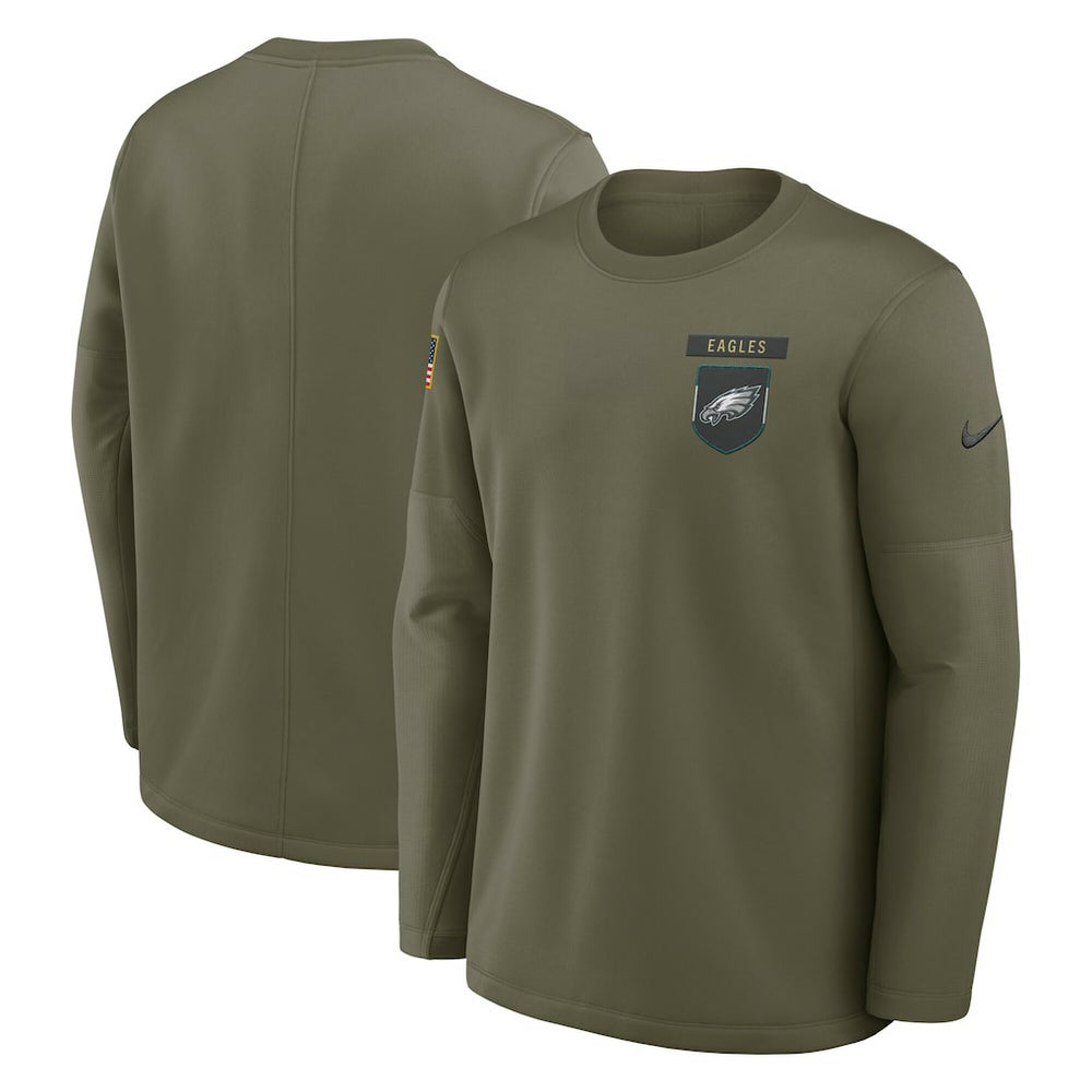 Philadelphia Eagles 2025 Salute to Service Sideline Coaches Therma-FIT Long Sleeve Shirt Olive | Nike for Sale