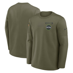 Seattle Seahawks 2025 Salute to Service Sideline Coaches Therma-FIT Long Sleeve Shirt Olive | Nike for Sale