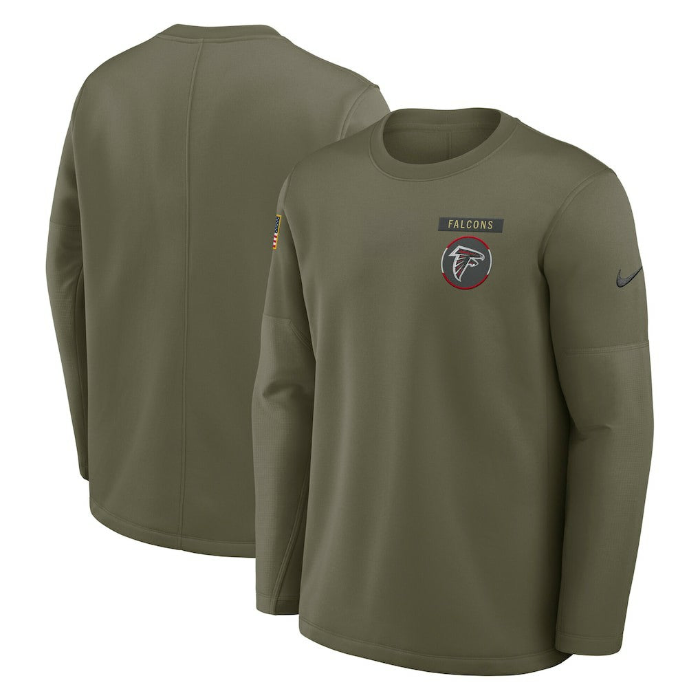 Atlanta Falcons 2025 Salute to Service Sideline Coaches Therma-FIT Long Sleeve Shirt Olive | Nike for Sale