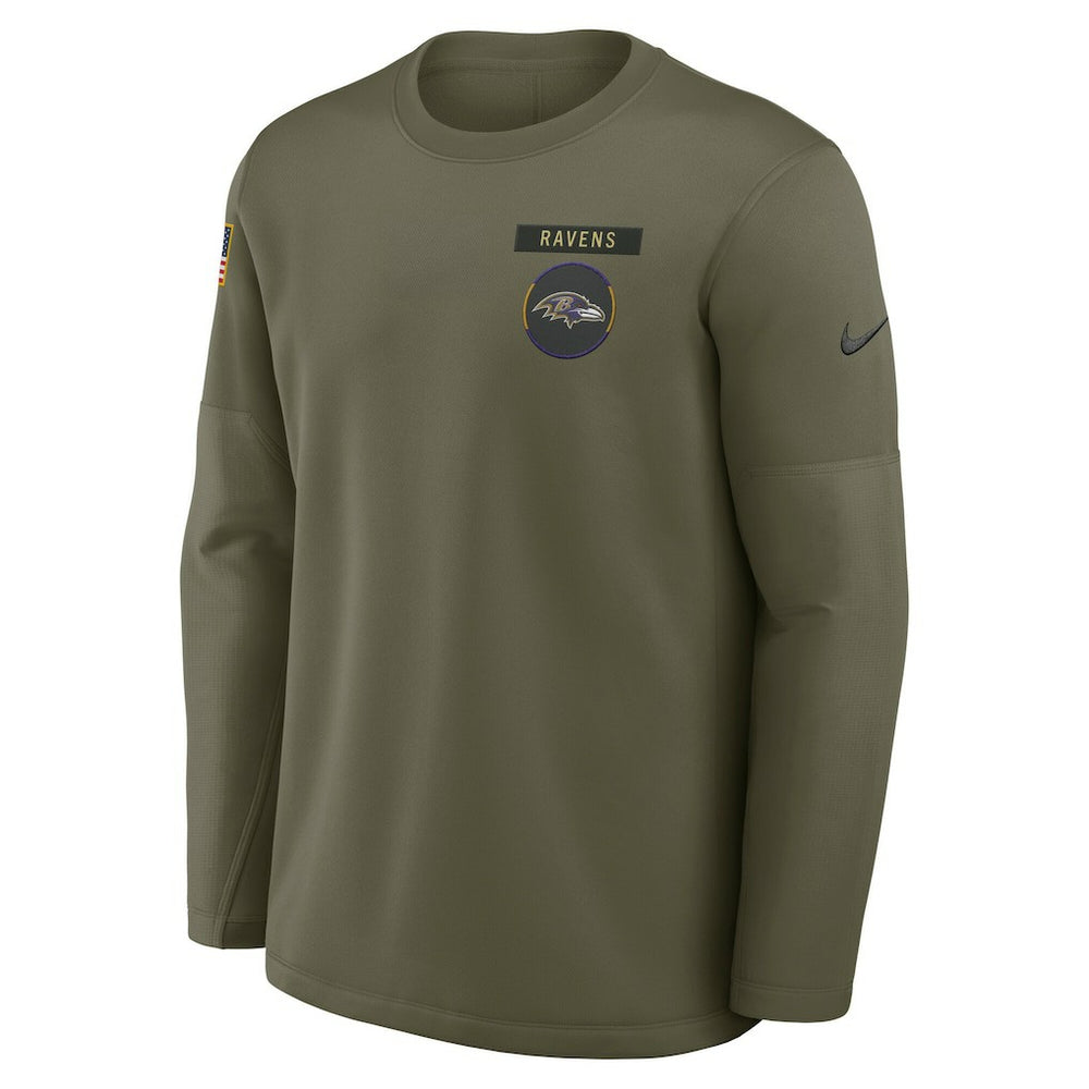 Baltimore Ravens 2025 Salute to Service Sideline Coaches Therma-FIT Long Sleeve Shirt Olive | Nike for Sale