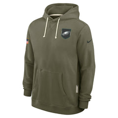 Philadelphia Eagles Big & Tall 2025 Salute to Service Sideline Dominant Force Dri-FIT Hoodie Olive | Nike for Sale
