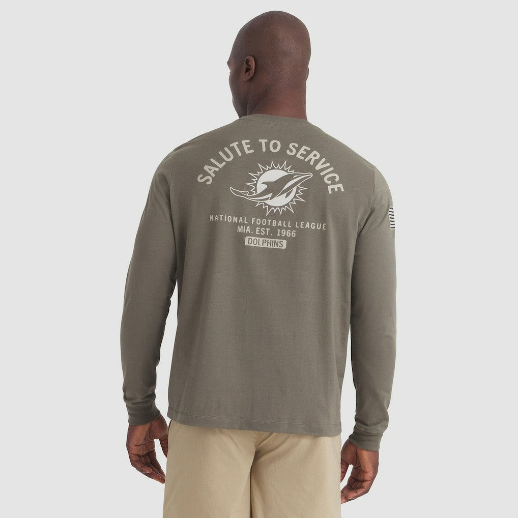 Miami Dolphins 2025 Salute to Service Sideline Long Sleeve T-Shirt Olive | Nike for Sale
