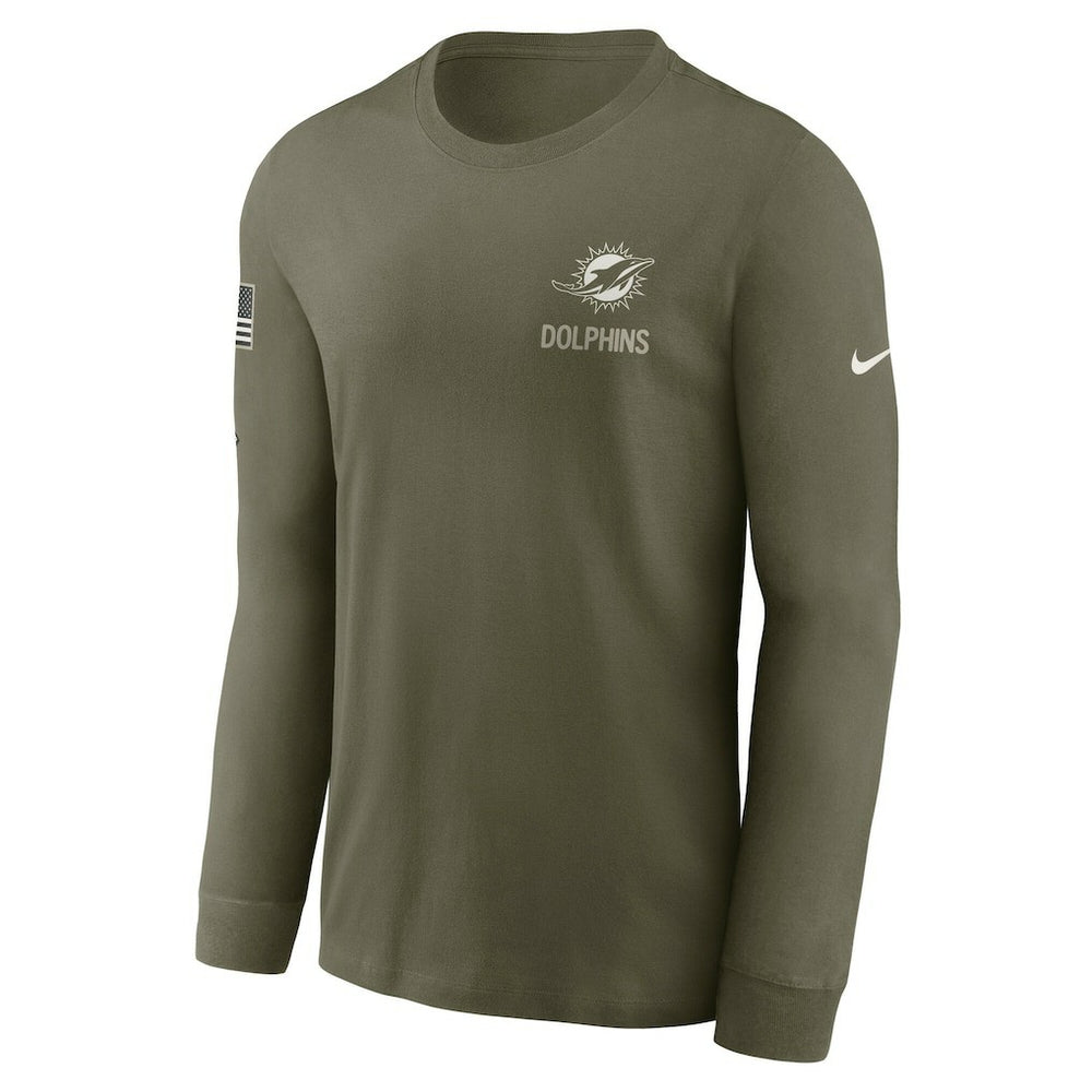 Miami Dolphins 2025 Salute to Service Sideline Long Sleeve T-Shirt Olive | Nike for Sale