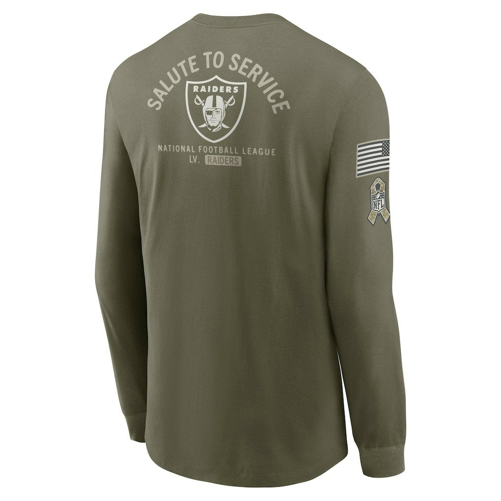 Las Vegas Raiders 2025 Salute to Service Sideline Long Sleeve T-Shirt Olive | Nike for Sale