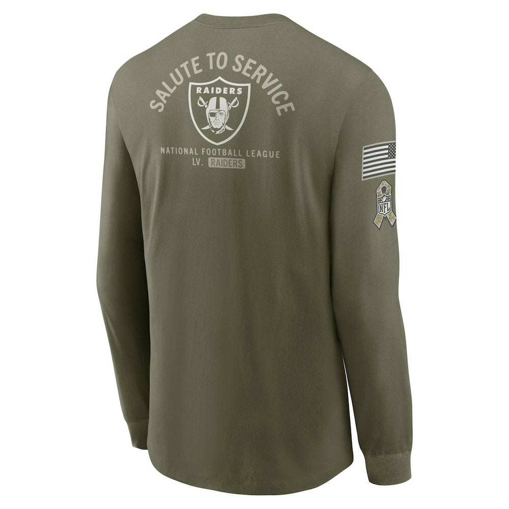 Las Vegas Raiders 2025 Salute to Service Sideline Long Sleeve T-Shirt Olive | Nike for Sale