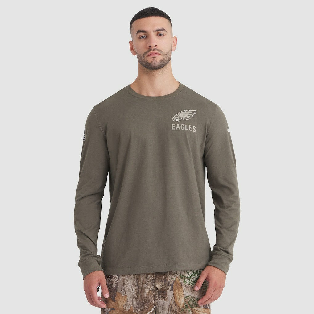 Philadelphia Eagles 2025 Salute to Service Sideline Long Sleeve T-Shirt Olive | Nike for Sale