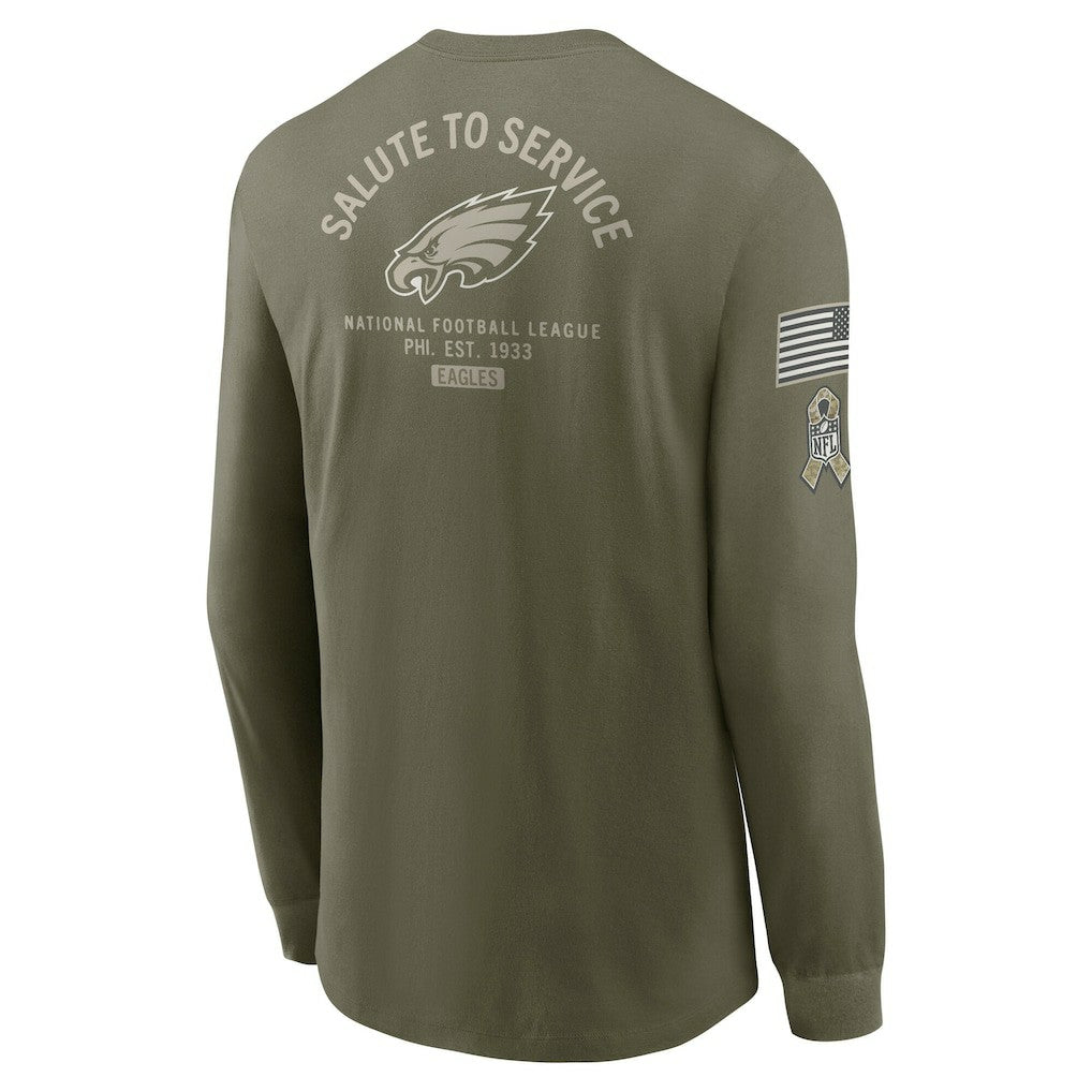 Philadelphia Eagles 2025 Salute to Service Sideline Long Sleeve T-Shirt Olive | Nike for Sale