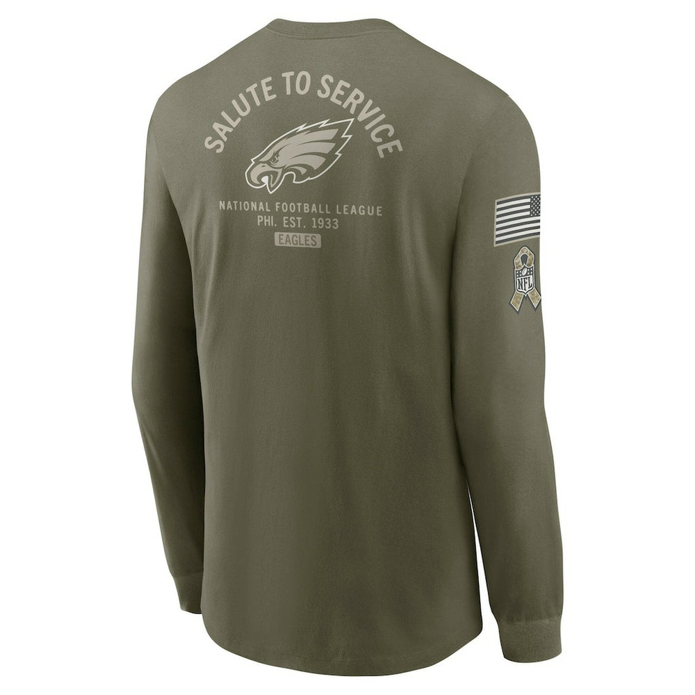 Philadelphia Eagles 2025 Salute to Service Sideline Long Sleeve T-Shirt Olive | Nike for Sale
