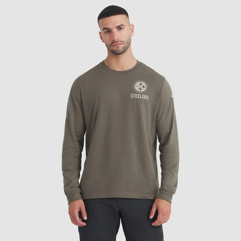 Pittsburgh Steelers 2025 Salute to Service Sideline Long Sleeve T-Shirt Olive | Nike for Sale