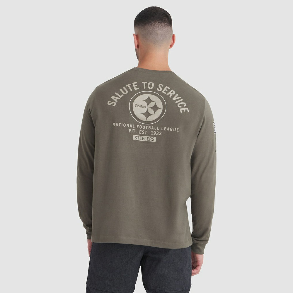 Pittsburgh Steelers 2025 Salute to Service Sideline Long Sleeve T-Shirt Olive | Nike for Sale
