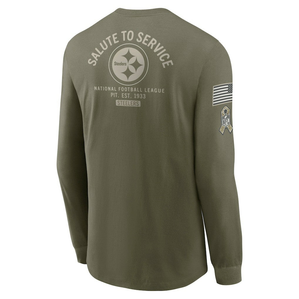 Pittsburgh Steelers 2025 Salute to Service Sideline Long Sleeve T-Shirt Olive | Nike for Sale