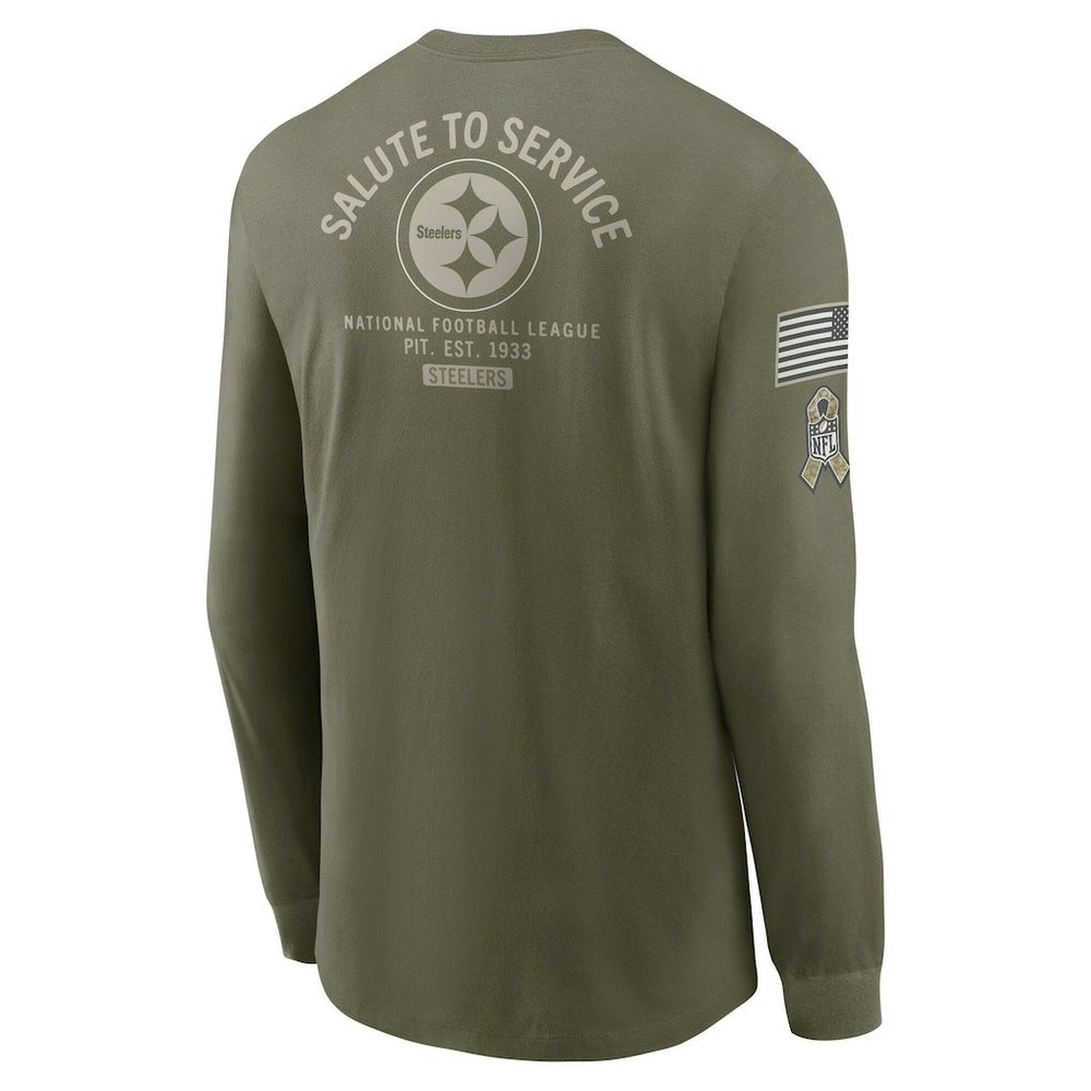 Pittsburgh Steelers 2025 Salute to Service Sideline Long Sleeve T-Shirt Olive | Nike for Sale