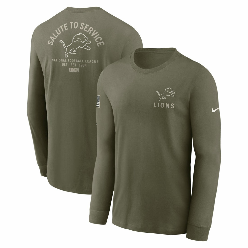 Detroit Lions 2025 Salute to Service Sideline Long Sleeve T-Shirt Olive | Nike for Sale