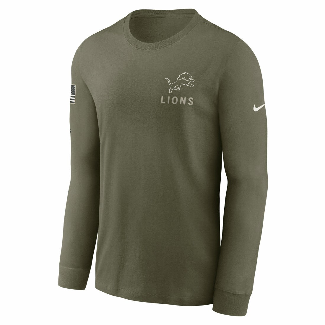 Detroit Lions 2025 Salute to Service Sideline Long Sleeve T-Shirt Olive | Nike for Sale