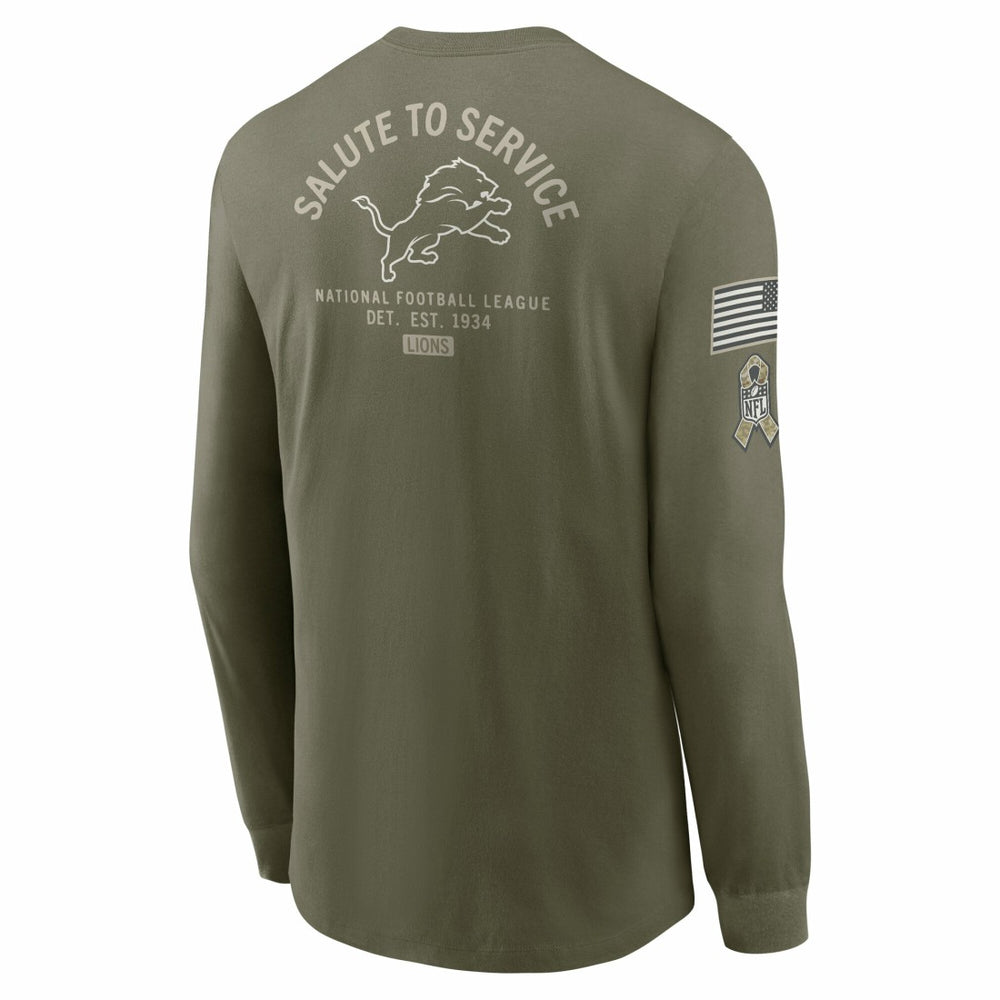 Detroit Lions 2025 Salute to Service Sideline Long Sleeve T-Shirt Olive | Nike for Sale